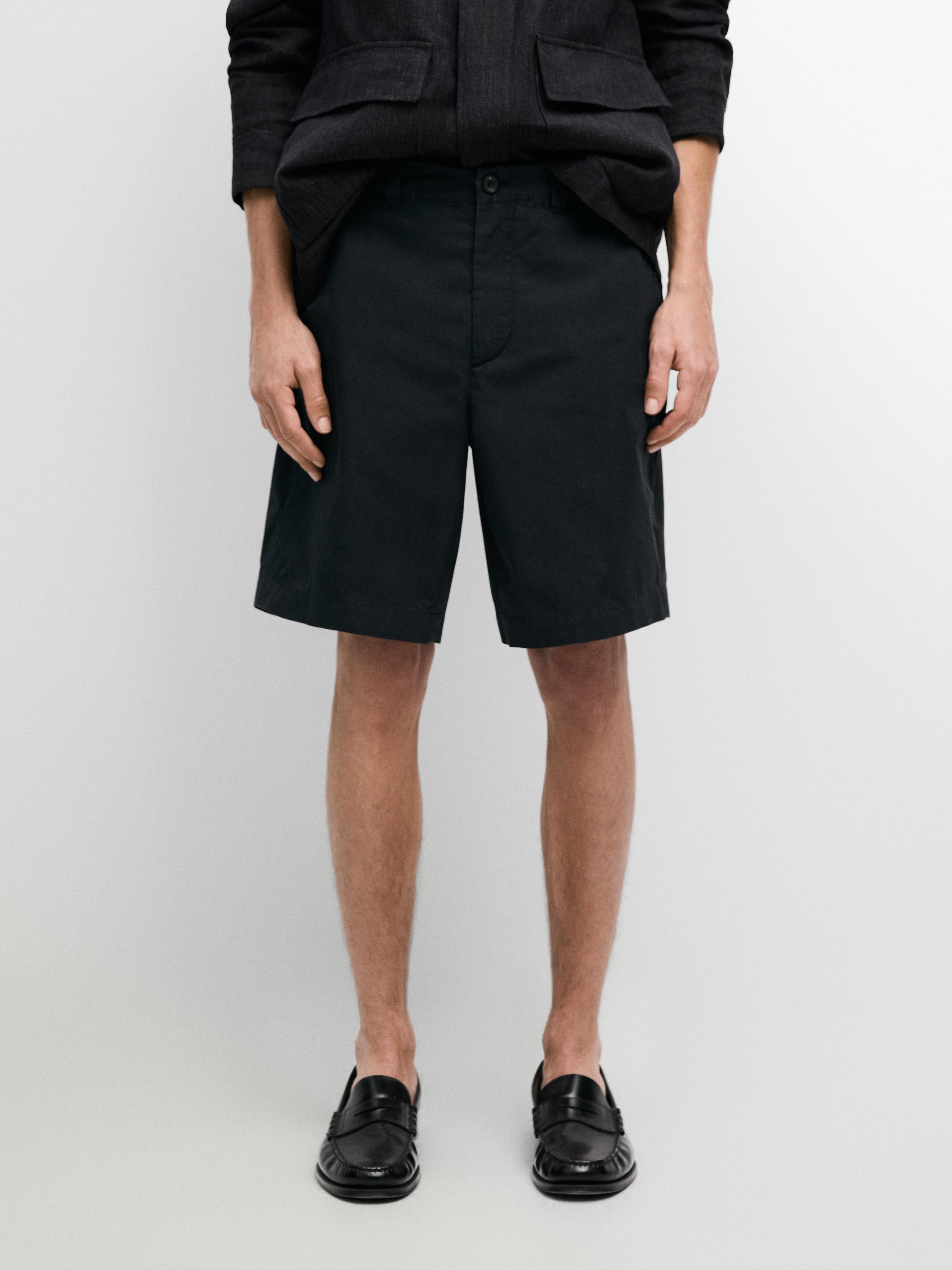 Cotton Bermuda shorts with waist detail